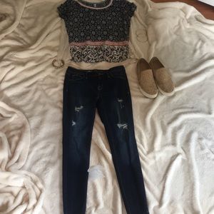 dark wash ripped jeans